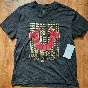TRUE RELIGION NWT AUTHENTIC MEN'S V-NECK SHORT SLEEVE T-SHIRT SIZE L
